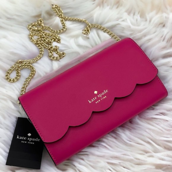 kate spade Handbags - NWT Kate Spade Gemma Wallet on Chain - Deep Hibiscus
